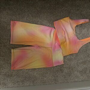 Fabletics Orange Pop Blur Workout Set Reversible Bra